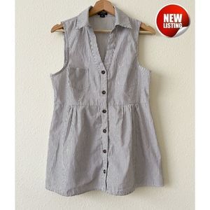 Rhapsody White/ Black Striped Button Down Blouse